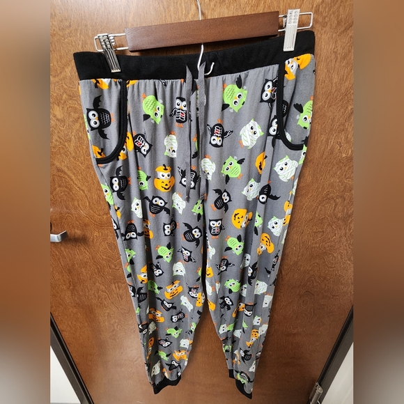 Women's Halloween Pajama Pants - Gray with Colorful Print - Picture 1 of 4